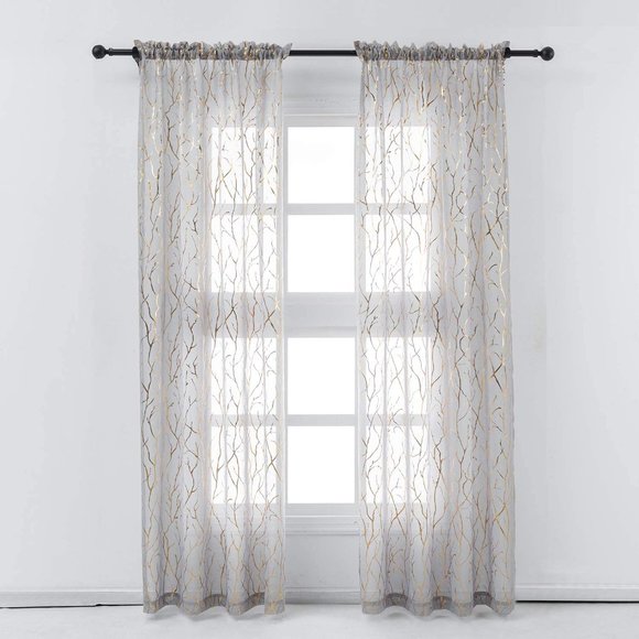 NWOB - Sheer Tree Branch Curtains - 52" x 63" Inch - 2 Panels - Picture 3 of 6